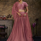 Lehenga Choli Georgette Mauve Embroidered Lehenga Choli