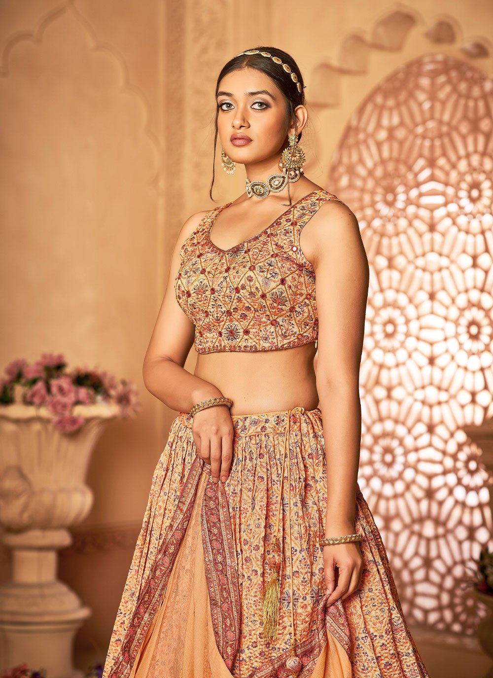 Lehenga Choli Chiffon Multi Colour Digital Print Lehenga Choli