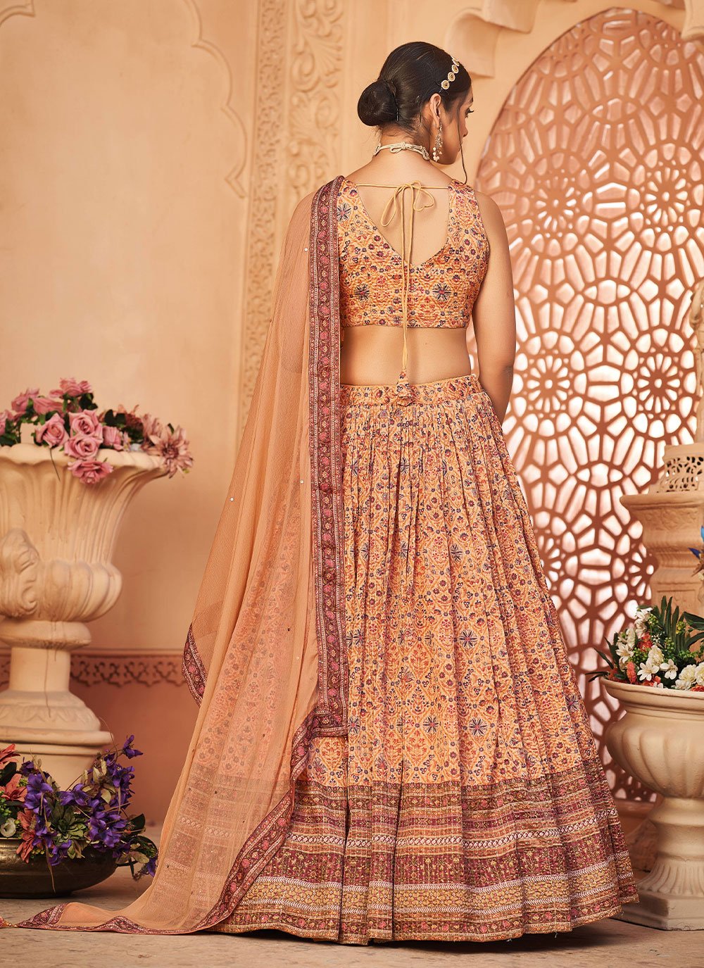 Lehenga Choli Chiffon Multi Colour Digital Print Lehenga Choli