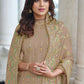 Floor Lenght Salwar Suit Faux Georgette Brown Embroidered Salwar Kameez