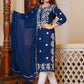 Pant Style Suit Cotton Blue Lucknowi Work Salwar Kameez