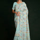 Designer Georgette Turquoise Lucknowi Work Saree