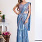 Designer Imported Lycra Blue Embroidered Saree