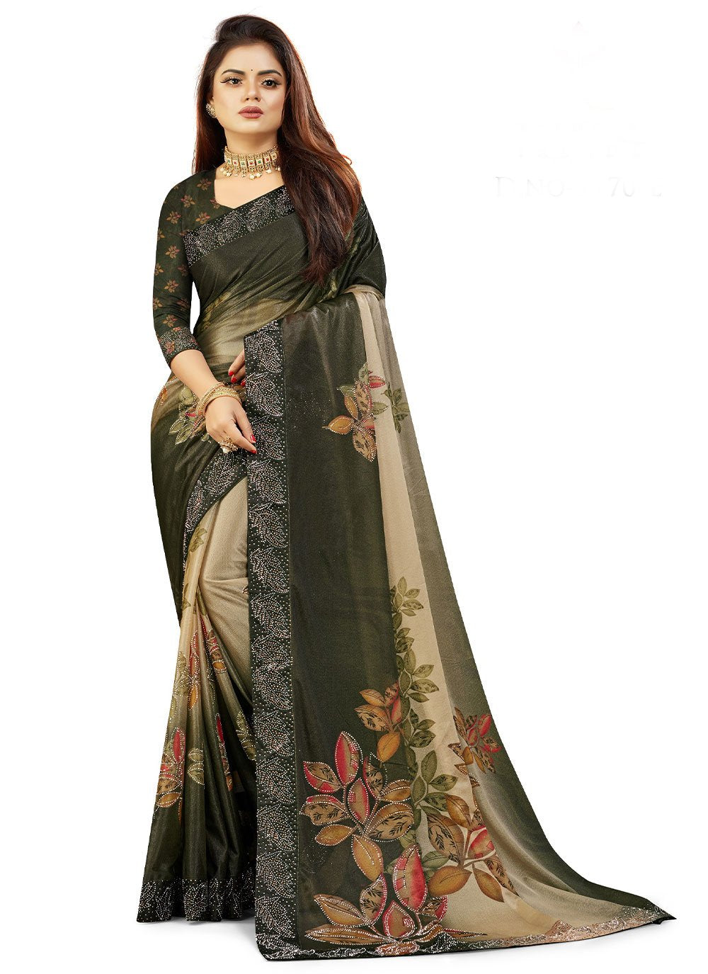 Contemporary Lycra Green Fancy Work Saree