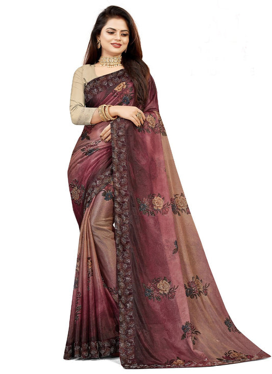 Contemporary Lycra Multi Colour Digital Print Saree