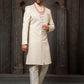 Sherwani Art Silk Cream Machine Embroidery Mens