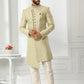 Sherwani Art Silk Green Machine Embroidery Mens