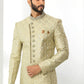 Sherwani Art Silk Green Machine Embroidery Mens