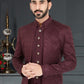 Indo Western Fancy Fabric Magenta Maroon Embroidered Mens