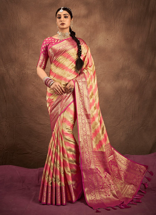 Traditional Saree Silk Magenta Yellow Weaving Saree