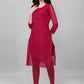 Casual Kurti Faux Georgette Magenta Chikankari Work Kurtis