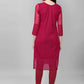 Casual Kurti Faux Georgette Magenta Chikankari Work Kurtis