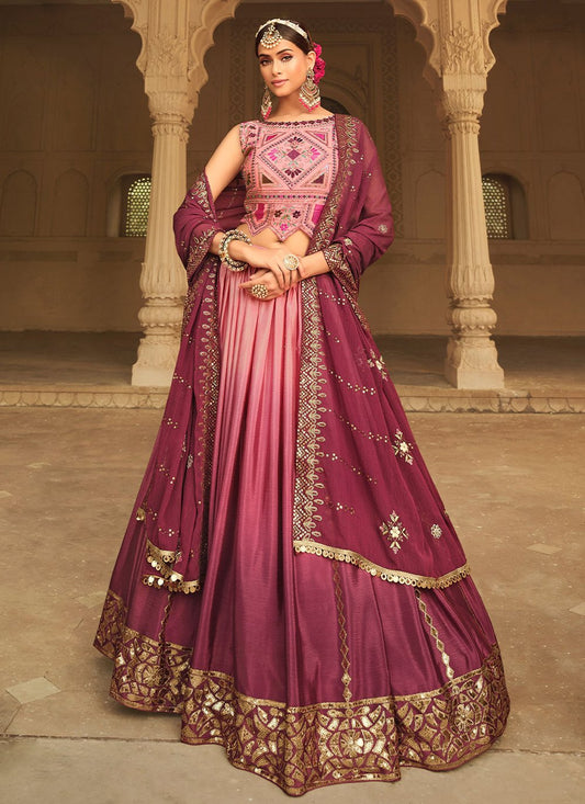 Lehenga Choli Silk Magenta Embroidered Lehenga Choli