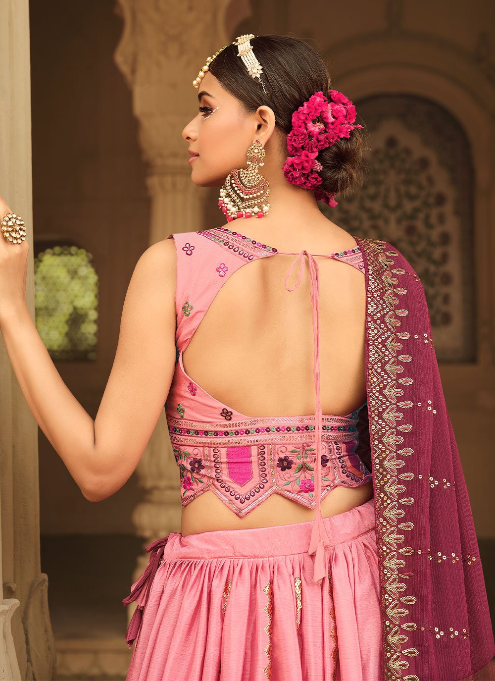 Lehenga Choli Silk Magenta Embroidered Lehenga Choli