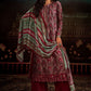 Palazzo Salwar Suit Velvet Magenta Digital Print Salwar Kameez