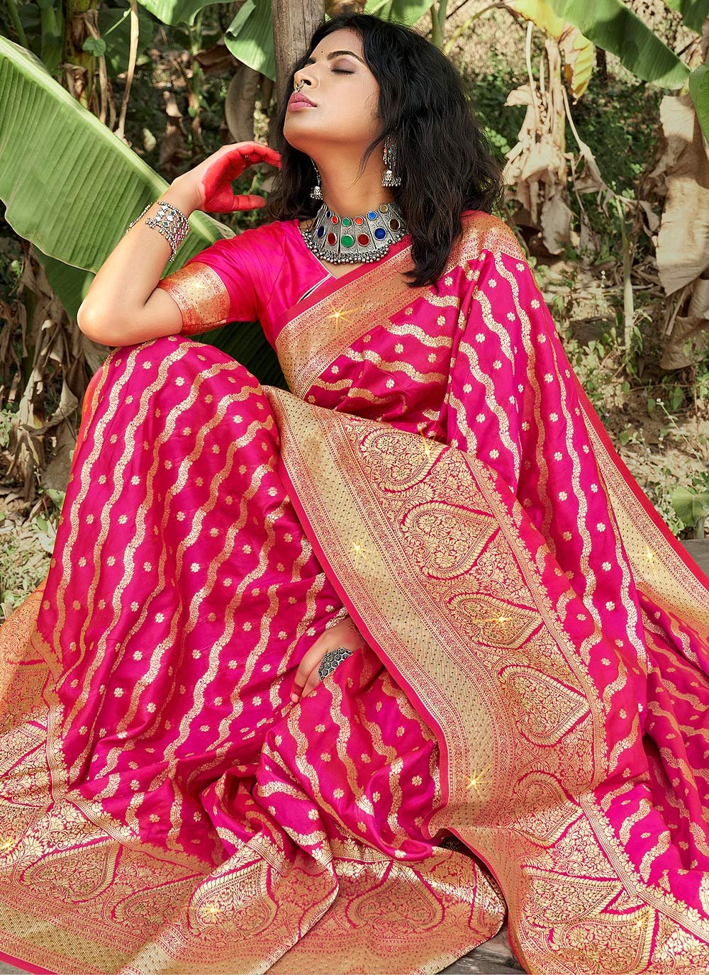 Traditional Saree Banarasi Silk Magenta Weaving Saree