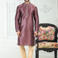 Kurta Pyjama Banarasi Silk Magenta Digital Print Mens