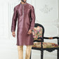 Kurta Pyjama Banarasi Silk Magenta Digital Print Mens