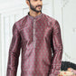 Kurta Pyjama Banarasi Silk Magenta Digital Print Mens