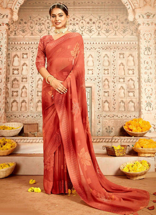 Trendy Saree Georgette Magenta Stone Saree