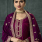 Palazzo Salwar Suit Georgette Silk Magenta Embroidered Salwar Kameez