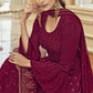 Sharara Set Chinon Silk Magenta Embroidered Salwar Kameez