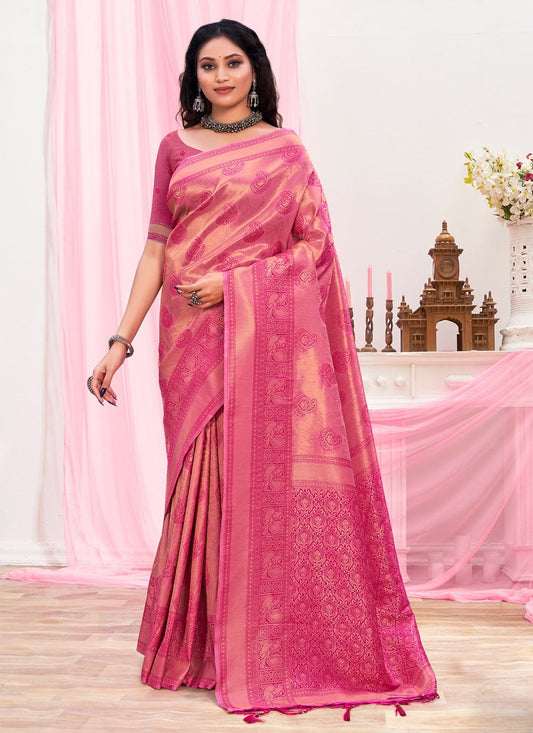 Traditional Saree Silk Magenta Weaving Saree