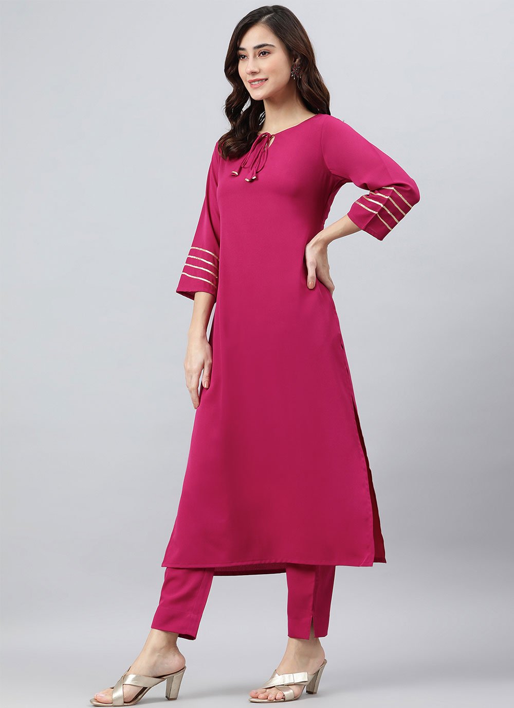 Trendy Suit Poly Silk Magenta Plain Salwar Kameez