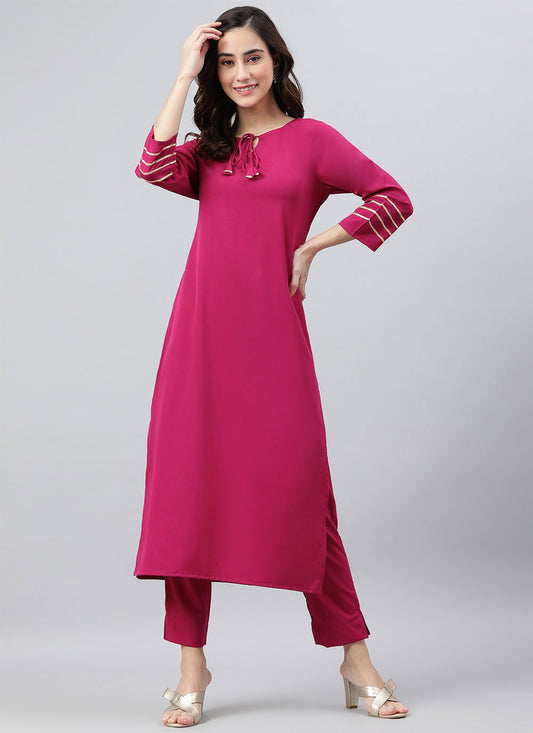 Trendy Suit Poly Silk Magenta Plain Salwar Kameez