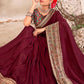 Contemporary Vichitra Silk Magenta Jacquard Work Saree