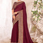 Contemporary Vichitra Silk Magenta Jacquard Work Saree