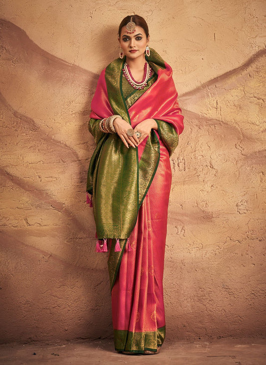 Classic Silk Magenta Weaving Saree