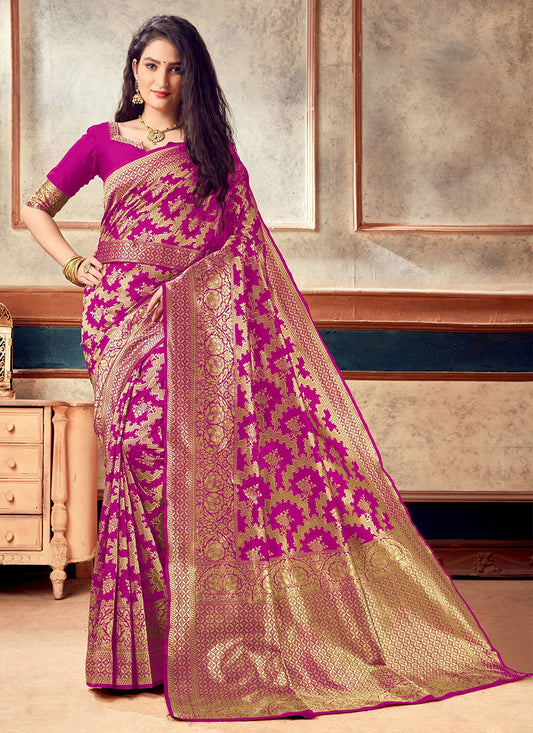 Contemporary Silk Magenta Weaving Saree