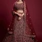 A Line Lehenga Georgette Maroon Dori Work Lehenga Choli