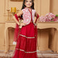 Lehenga Choli Net Maroon Off White Embroidered Kids