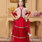 Lehenga Choli Net Maroon Off White Embroidered Kids