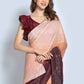 Shaded Saree Georgette Maroon Orange Sequins Saree
