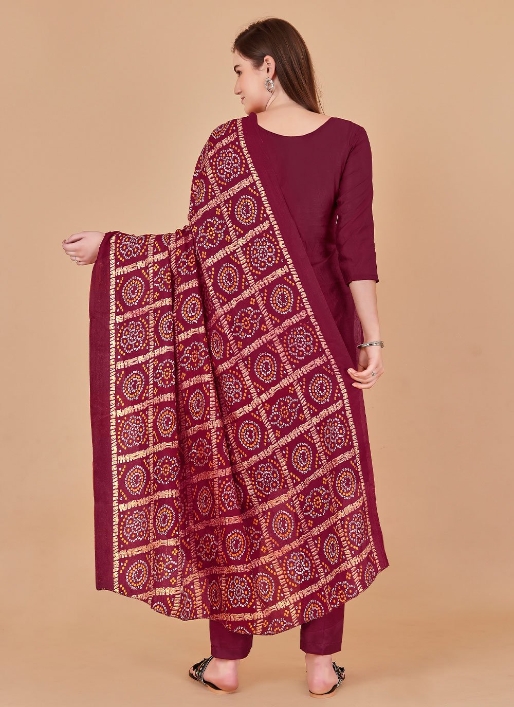 Salwar Suit Banarasi Silk Maroon Jacquard Work Salwar Kameez