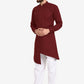 Kurta Pyjama Blended Cotton Maroon Plain Mens