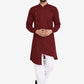 Kurta Pyjama Blended Cotton Maroon Plain Mens