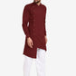 Kurta Pyjama Blended Cotton Maroon Plain Mens