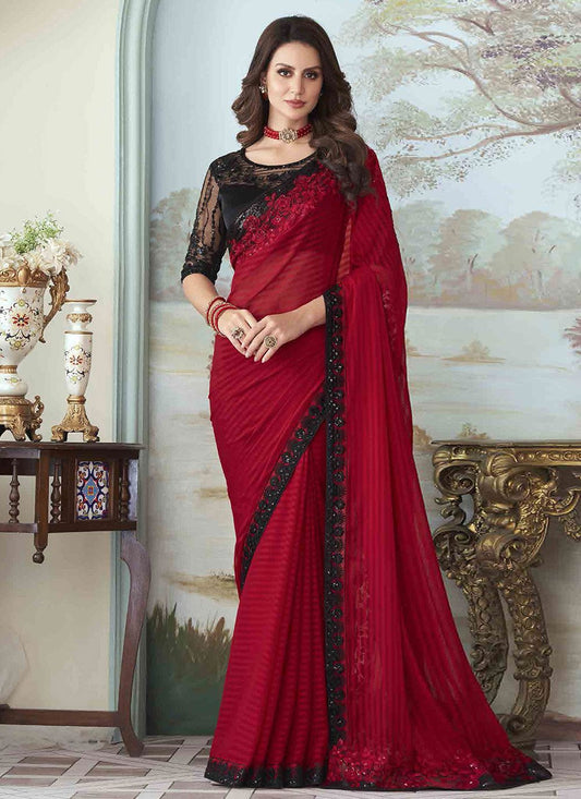 Trendy Saree Silk Maroon Embroidered Saree