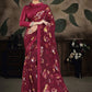 Trendy Saree Brasso Organza Maroon Print Saree