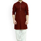 Kurta Pyjama Blended Cotton Maroon Buttons Mens