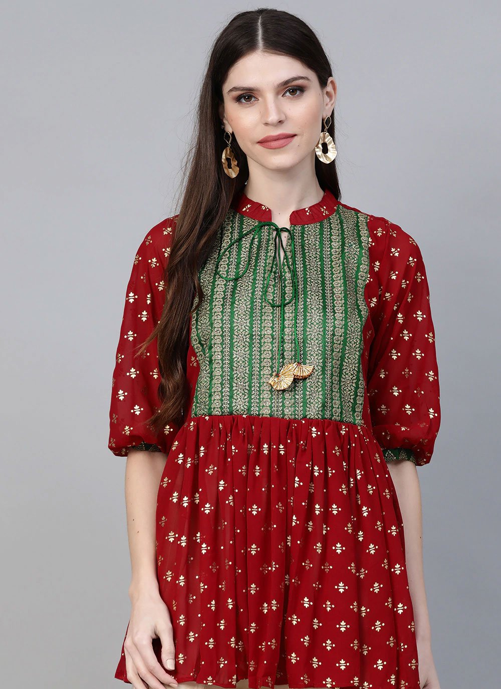 Casual Kurti Georgette Maroon Print Kurtis