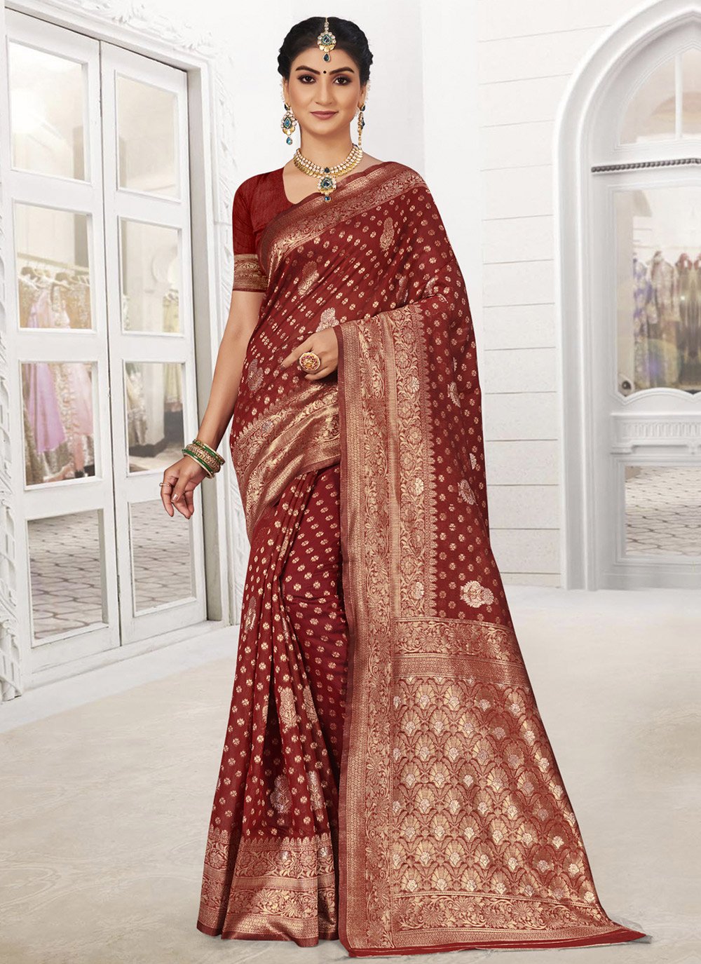 Casual Silk Maroon Weaving Saree