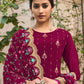 Palazzo Salwar Suit Faux Georgette Maroon Embroidered Salwar Kameez