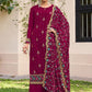 Palazzo Salwar Suit Faux Georgette Maroon Embroidered Salwar Kameez