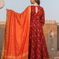 Pant Style Suit Rayon Maroon Lace Salwar Kameez