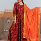 Pant Style Suit Rayon Maroon Lace Salwar Kameez